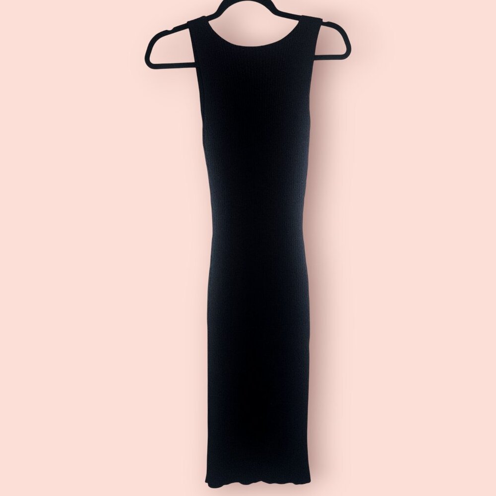 Michael Kors twilight blue ribbed sleeveless v neck Bodycon midi dress size XS - Picture 2 of 11